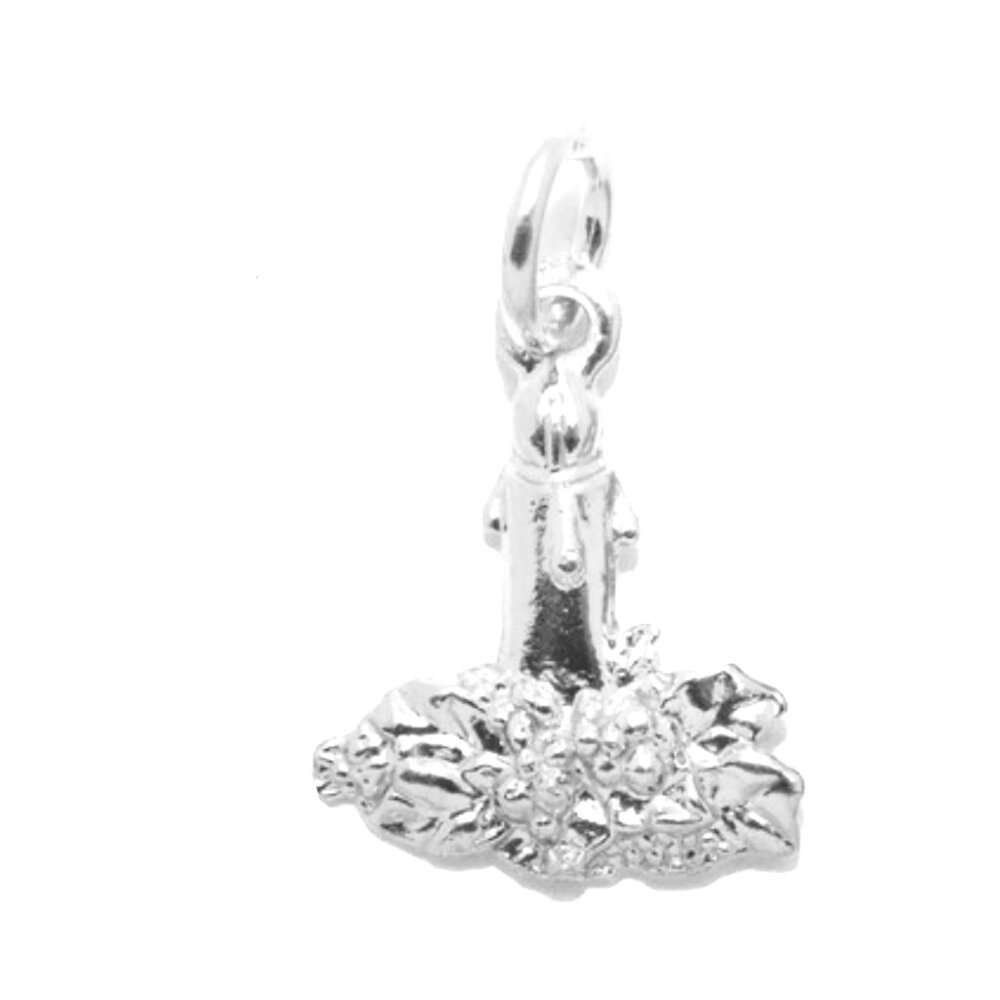 .925 Christmas Candle Sterling Silver Pendant Charm